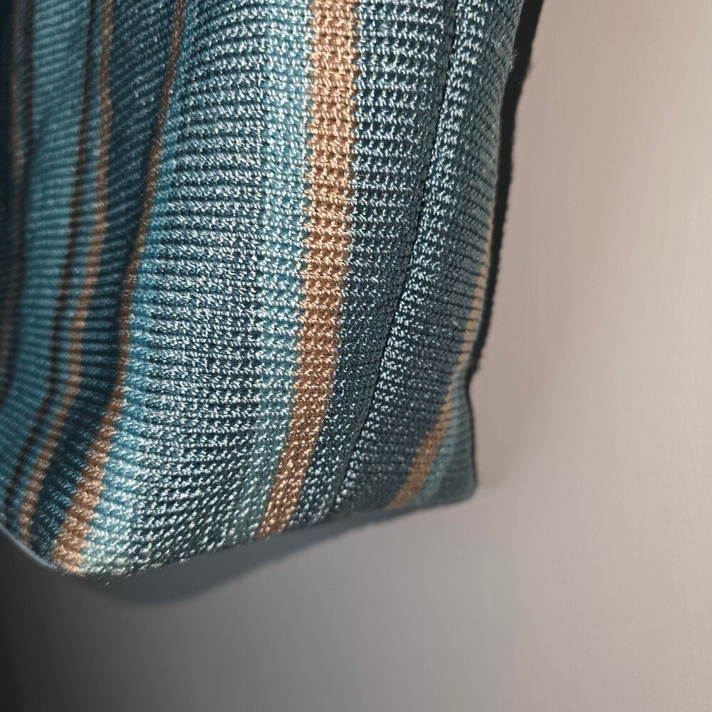 Vintage 90s The SAK Crocheted Blue Striped Shoulder Bag - Picture 7 of 12